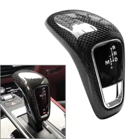 Abcfiveus 211000254595 Fit Porsche Cayenne 2018-2021 Gear Shift Knob Cover Trim Black Carbon Fiber