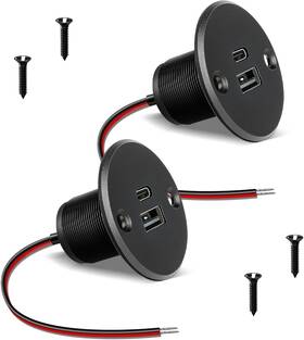 Acegoo Ace-chr-24-d-b-2 Rv Usb Outlet All-aluminum Type A C Ports 12v/24v Big Panel 2