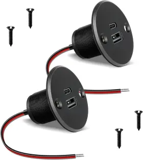 Ace-chr-24-d-b-2 Acegoo Rv Usb Outlet All-aluminum Type A C Ports 12v/24v Big Panel 2