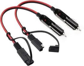 F-1005 Alanph 2 Pack 1ft Sae Cigarette Lighter Charger Cable 12awg 12v