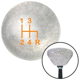 American Shifter Company 167899 Orange Shift Pattern 6n Clear Retro Metal Flake Knob With M16x1.5 Insert