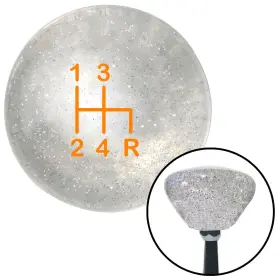 M16x1.5 American Shifter Company 167899 Orange Shift Pattern 6n Clear Retro Metal Flake Knob With Insert
