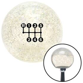 American Shifter Company 277969 Black 6 Speed Shift Pattern - Dots 20n Clear Metal Flake Knob M16x1.5 Auto