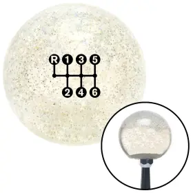 M16x1.5 American Shifter Company 277969 Black 6 Speed Shift Pattern - Dots 20n Clear Metal Flake Knob Auto