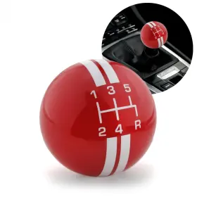 M16x1.5 American Shifter Company 322533 Red Shift Knob With White Rally Stripe- 5 Speed Pattern- Insert