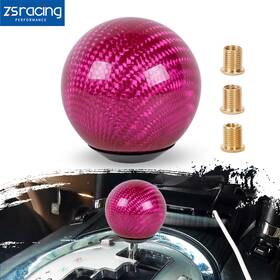 Annx Sfn031-pi Universal Carbon Fiber Manual Gear Shift Silver Round Ball Knob With Adapters