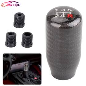 Annx Sfn125-5-bk Universal 5 Speed Black Real Carbon Fiber Manual Gear Shift Knob Shifter Lever