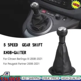 C249-a009 Areyourshop 5 Speed Shift Knob Gear Stick And Gaiter Fit Peugeot Citroen Berlingo Iii