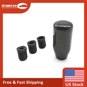 Emi01 Atomtec Black Universal Manual Car Carbon Fibre Gear Knob Shift Fits Honda Nissan Jdm