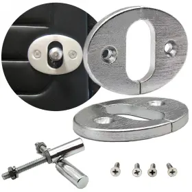 9825 Autoloc Shaved Door Interior Manual Latch Release Knob With Billet Oval Trim Plate Pair