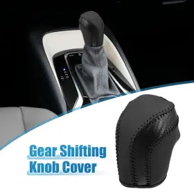 Automall Tech 726215278941 Car Gear Shifting Knob Cover Trim For Toyota Camry 2018-2023 Pu Leather Black