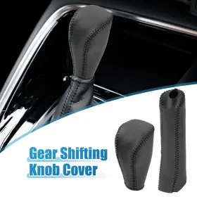 Automall Tech 726215744620 Gear Shifting Knob Cover Hand Brake Set For Toyota Corolla 14-18 Black