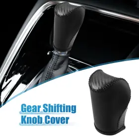Automall Tech 731618760320 Gear Shifting Knob Cover For Jeep Pu Leather Carbon Fiber Pattern Black 1 Pcs