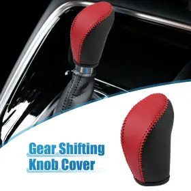 Automall Tech 731618760368 Gear Shifting Knob Cover Automatic For Nissan Rogue 2014 Pu Leather Black Red