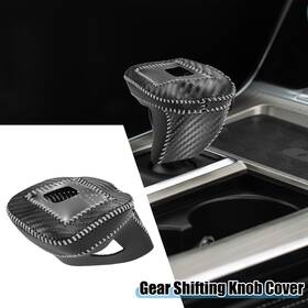 Automall Tech 766549173697 Car Gear Shifting Knob Cover For Nissan Rogue 2021-2023 Black Gray Stitches