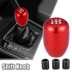 Automall Tech 782685769501 Universal 5 Speed Aluminum Alloy Shift Shifter Knob Manual Gear Red