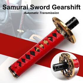 Autopartszone Autop1110 Red Universal 15cm Samurai Sword Automatic Gear Shift Knob Shifter Katana Metal