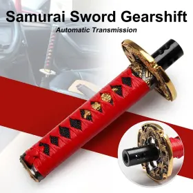 Autop1110 Autopartszone Red Universal 15cm Samurai Sword Automatic Gear Shift Knob Shifter Katana Metal