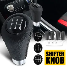 Hdsq-5d-b Auxito Black Leather Car Manual 5 Speed Gear Stick Shifter Shift Knob Lever Universal