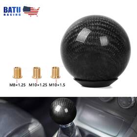 Batu Sfn031-bk-us Black Carbon Fiber Round Ball Shape Universal Car Gear Shift Knob Shifter Lever