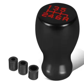 Shkn-005 Bezt Black Universal Aluminum 6-speed Shift Knob Teardrop With Thread Adapters