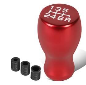 Bezt Shkn-007 Red Universal Aluminum 6-speed Shift Knob Flat Top Teardrop With Thread Adapters