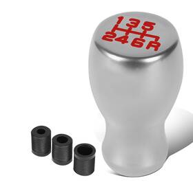 Bezt Shkn-008 Silver Universal Aluminum 6-speed Shift Knob Flat Top Teardrop Thread Adapters