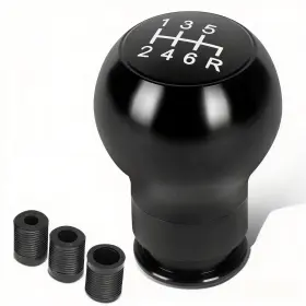 Shkn-009 Bezt Black Universal Aluminum 6-speed Shift Knob Teardrop Shape With Thread Adapters