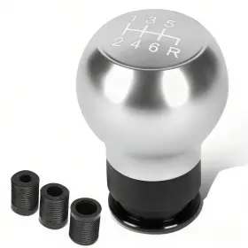 Shkn-012 Bezt Silver Universal Aluminum 6-speed Shift Knob Teardrop Shape With Thread Adapters