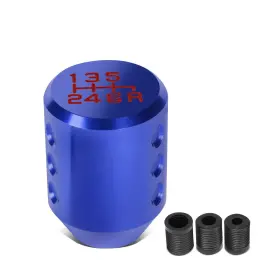 Shkn-042 Bezt Cylindrical Shape Aluminum Manual 6-speed Shift Knob Black Thread Adapters Blue