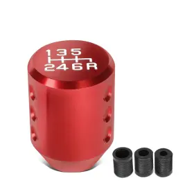 Shkn-043 Bezt Cylindrical Shape Aluminum Manual 6-speed Shift Knob Black Thread Adapters Red