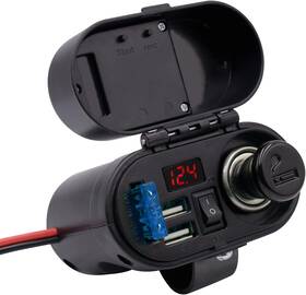 Bluefire 2699006696 5v/3a Dual Usb Charger Socket Waterproof Motorcycle Handlebar And Rear Black 1