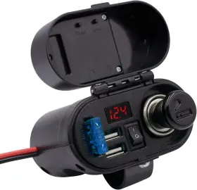 2699006696 Bluefire 5v/3a Dual Usb Charger Socket Waterproof Motorcycle Handlebar And Rear Black 1