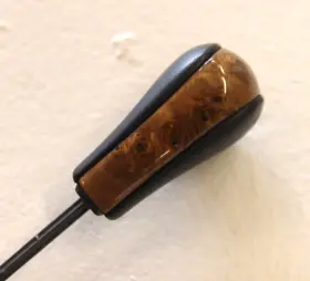 25162421480 Bmw Oem E53 X5 00-06 Black Leather Shifter Knob With Natur Wood Trim Auto Trans