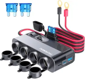 Ep85ad Brand Hurmai 12v Socket Power Outlet 10ft Cable 24v 216w Multi Port 12 Volt Car
