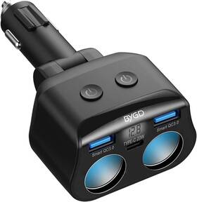 Bygd 69-pd 2-socket Cigarette Lighter Splitter With 20w Type -c 2 Quick Red