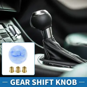 Carpopart 634149731428 Round Ball Automatic And Manual Shift Knob With 3 Adapter Acrylic Blue White 1 Set