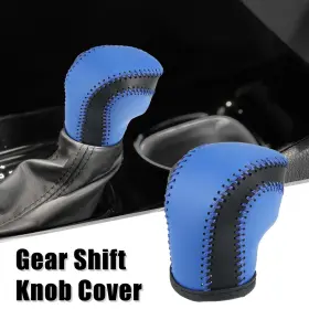 Carpopart 724708700665 Blue Faux Leather Gear Shift Knob Cover For Toyota C-hr 2018-2019 Stitches