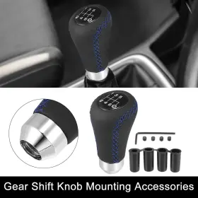 Carpopart 724708715218 Black Universal 6 Speed Car Gear Lever Stick Shift Knob Pu Leather Blue Stitches Carpopart 724708715218 Black Universal 6 Speed Car Gear Lever Stick Shift Knob Pu Leather Blue Stitches
