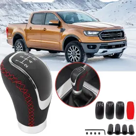 Carshine 912968749818 Accessory 5/6 Speed Leather Car Manual Gear Stick Shift Knob Shifter Lever Head