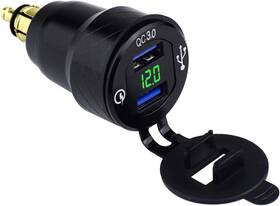 Cllena 5011-gr Din Hella Plug To Dual Quick Charge 3.0 Usb Qc - Green