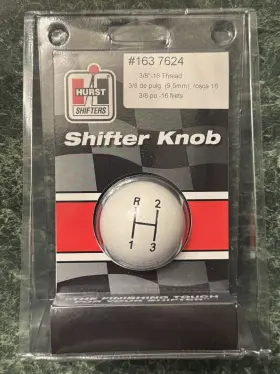 9793565 Core Shifters Hurst 3 Speed Imprinted Shift Knob White 3/8 Inch -16