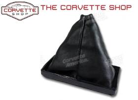 Corvette America X2546 Shift Boot Black Leather Manual C3 1968-1976 With Screws