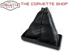 X2546 Corvette America Shift Boot Black Leather Manual C3 1968-1976 With Screws