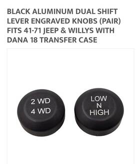 Custom 715643 Willys Cj New Black Aluminum Shift Lever Engraved Knobs Pair