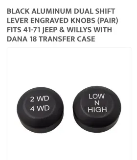 715643 Custom Willys Cj New Black Aluminum Shift Lever Engraved Knobs Pair