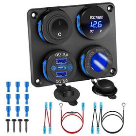 Depvko 211215 12v Usb Charger Panel With Pd 30w Ports& Dual Qc3.0 18w 4 In 1 Black