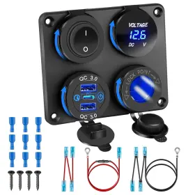211215 Depvko 12v Usb Charger Panel With Pd 30w Ports& Dual Qc3.0 18w 4 In 1 Black