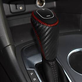 Deytop 755419739484 Gear Shift Knob Cover For Chevy Malibu Carbon Fiber With Red Stitches