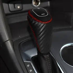 Deytop 755419739484 Gear Shift Knob Cover For Chevy Malibu Carbon Fiber With Red Stitches